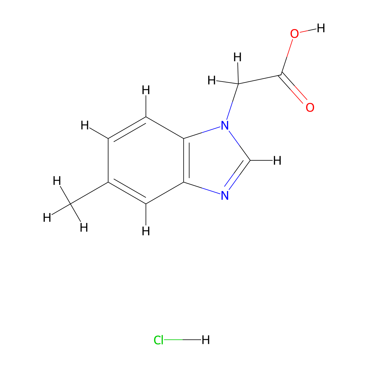 2-(5-methyl-1H-1,3-benzodiazol-1-yl)acetic acid hydrochloride molecular structure, CAS 1803566-70-2