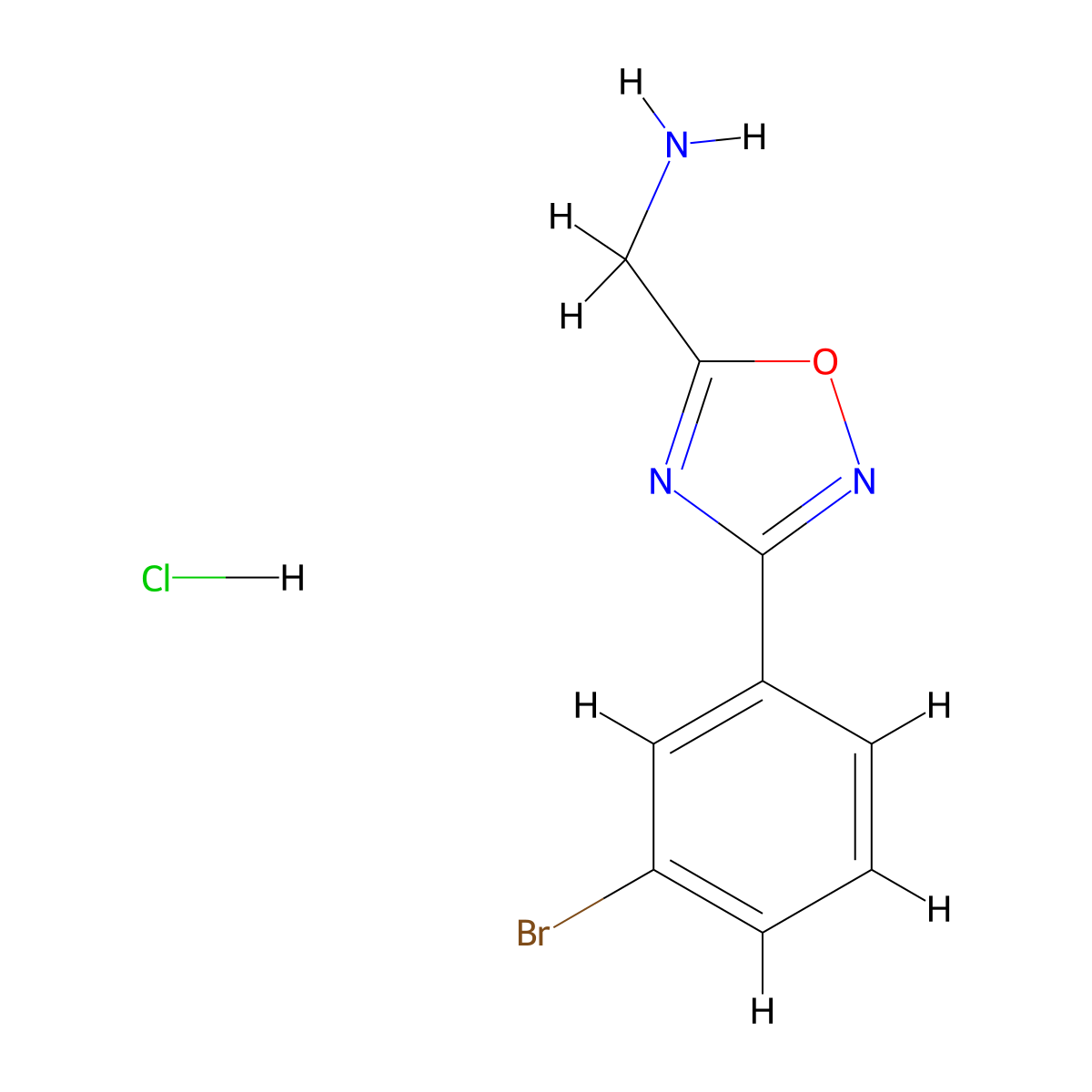 [3-(3-Bromophenyl)-1,2,4-oxadiazol-5-yl]methanamine hydrochloride molecular structure, CAS 1803566-73-5