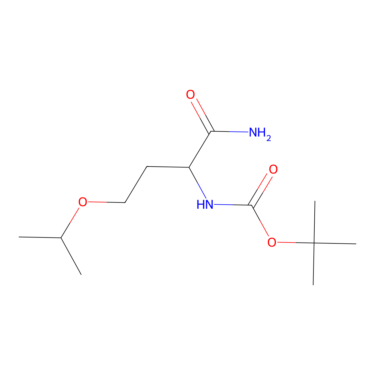 tert-butyl N-[1-carbamoyl-3-(propan-2-yloxy)propyl]carbamate molecular structure, CAS 1803566-75-7
