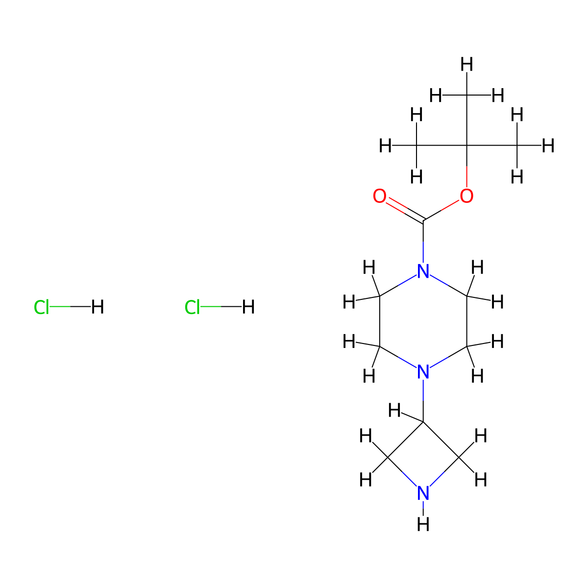 Tert-butyl 4-(azetidin-3-yl)piperazine-1-carboxylate dihydrochloride molecular structure, CAS 1803566-76-8