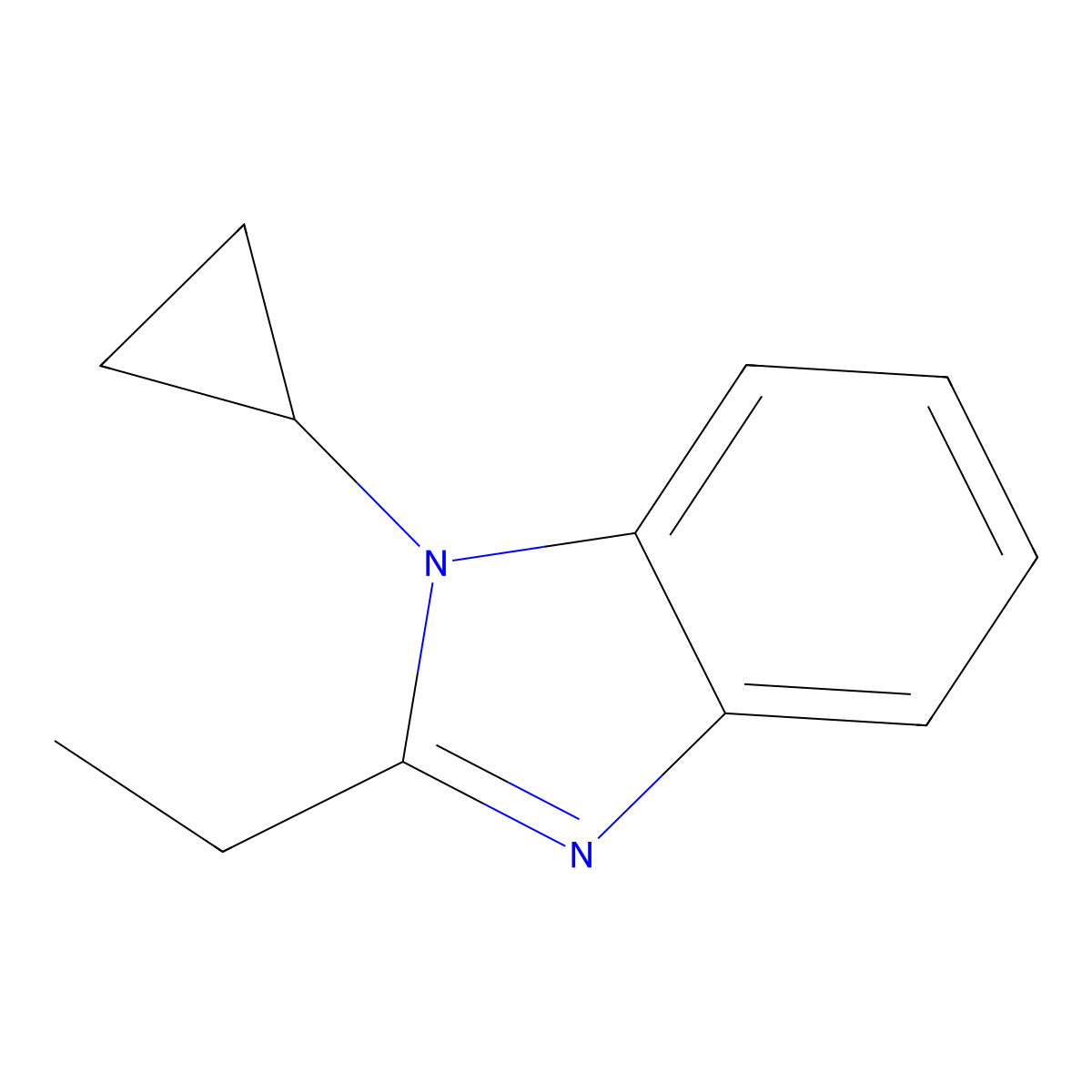 1-cyclopropyl-2-ethyl-1H-1,3-benzodiazole molecular structure, CAS 1803566-77-9