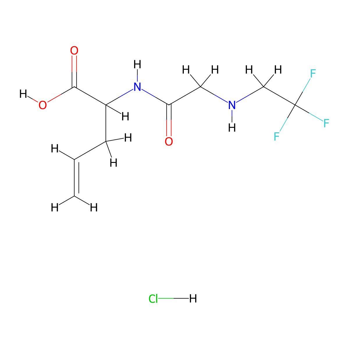 2-{2-[(2,2,2-Trifluoroethyl)amino]acetamido}pent-4-enoic acid hydrochloride molecular structure, CAS 1803566-86-0