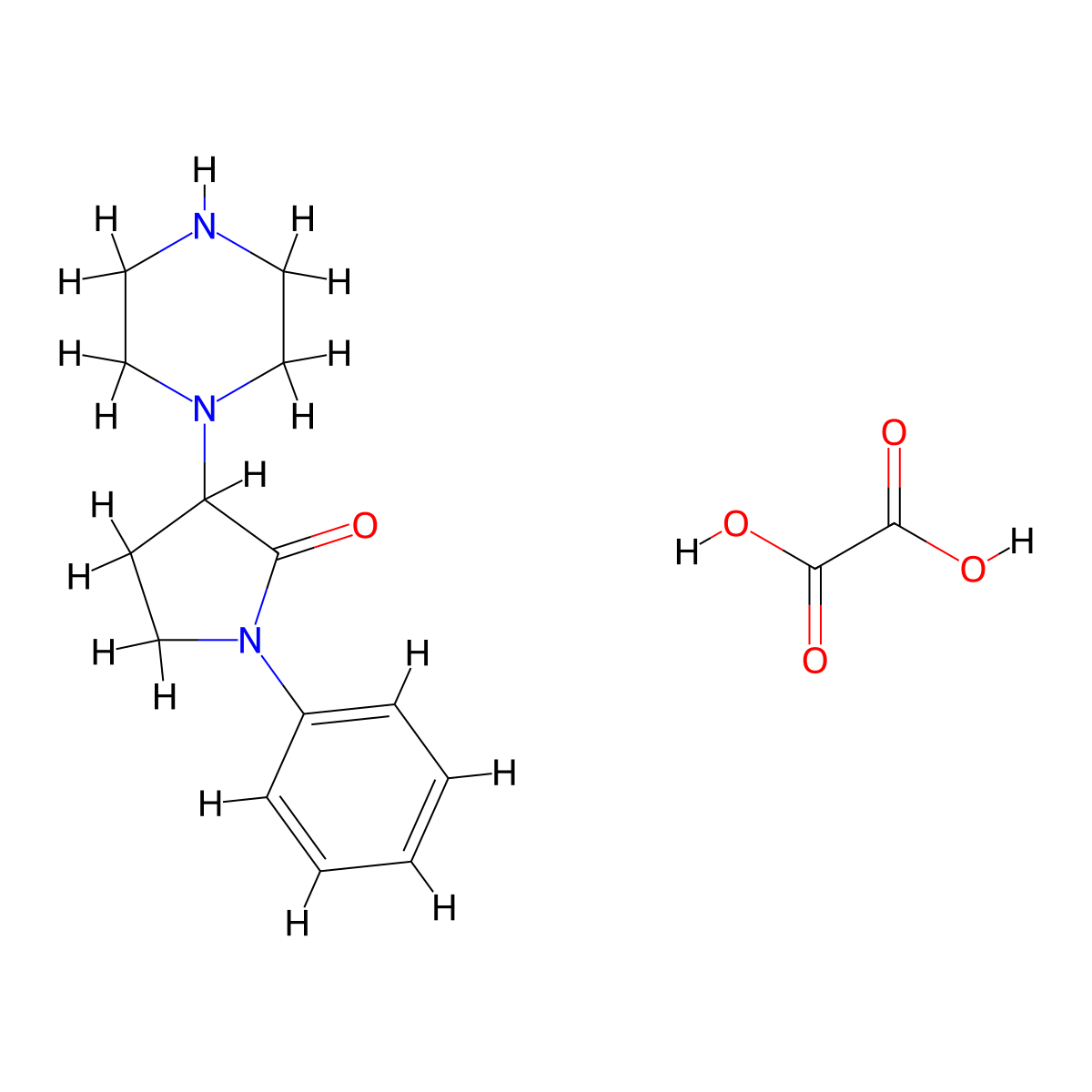 1-Phenyl-3-(piperazin-1-yl)pyrrolidin-2-one, oxalic acid molecular structure, CAS 1803566-92-8