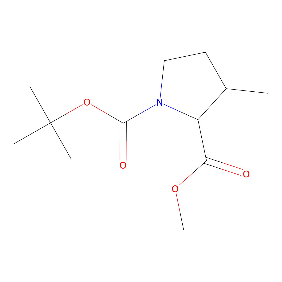 1-tert-Butyl 2-methyl 3-methylpyrrolidine-1,2-dicarboxylate molecular structure, CAS 1803566-94-0