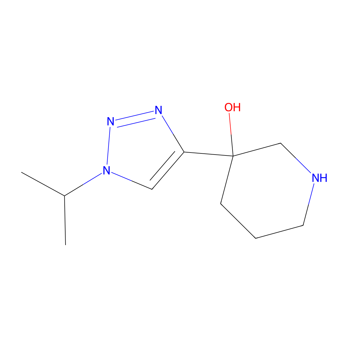 3-[1-(Propan-2-yl)-1H-1,2,3-triazol-4-yl]piperidin-3-ol molecular structure, CAS 1803566-96-2