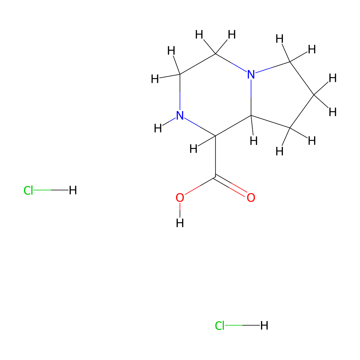 Octahydropyrrolo[1,2-a]pyrazine-1-carboxylic acid dihydrochloride molecular structure, CAS 1803566-98-4