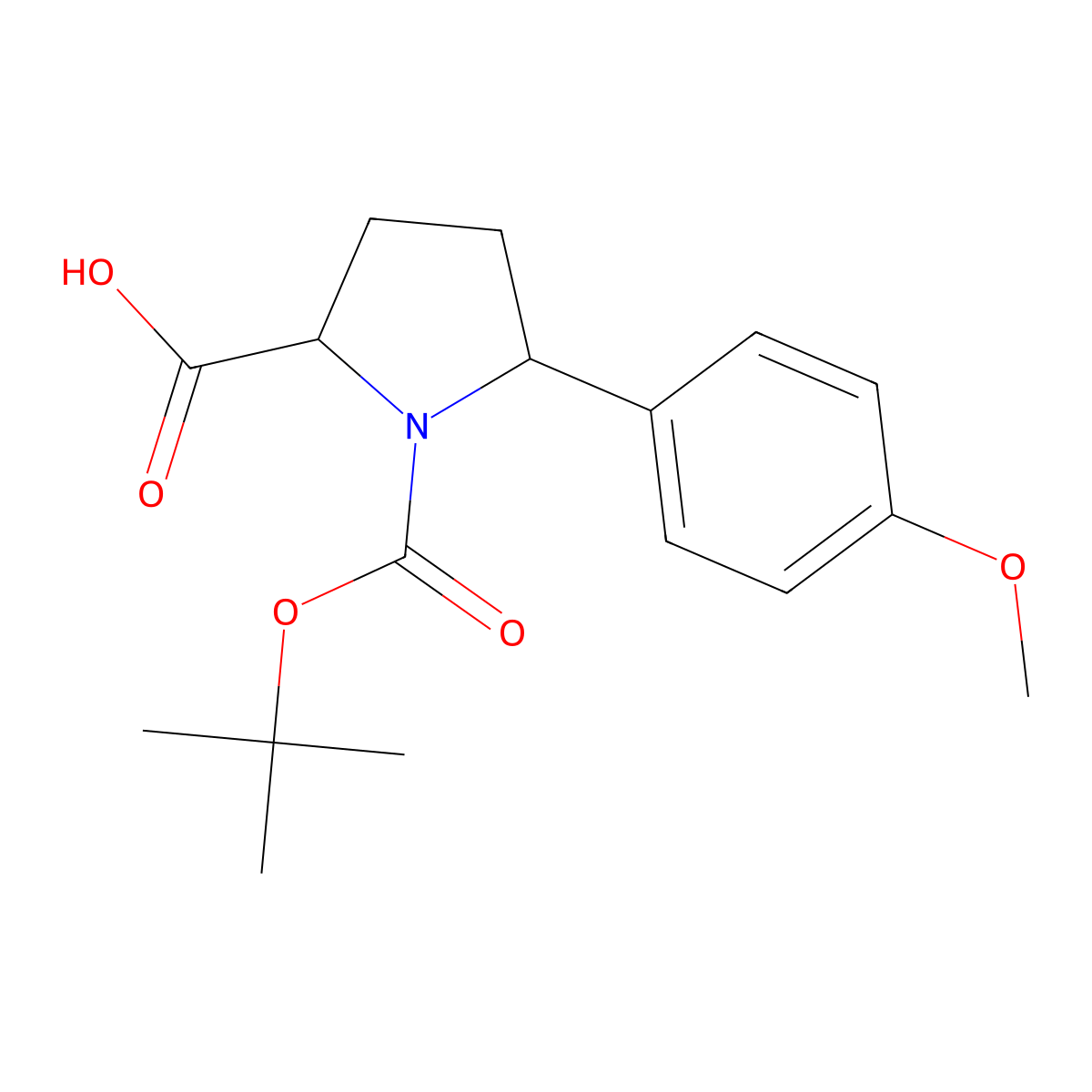 1-[(Tert-butoxy)carbonyl]-5-(4-methoxyphenyl)pyrrolidine-2-carboxylic acid molecular structure, CAS 1803566-99-5