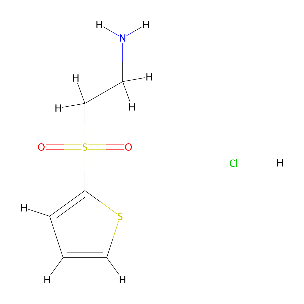 2-(Thiophene-2-sulfonyl)ethan-1-amine hydrochloride molecular structure, CAS 1803567-00-1