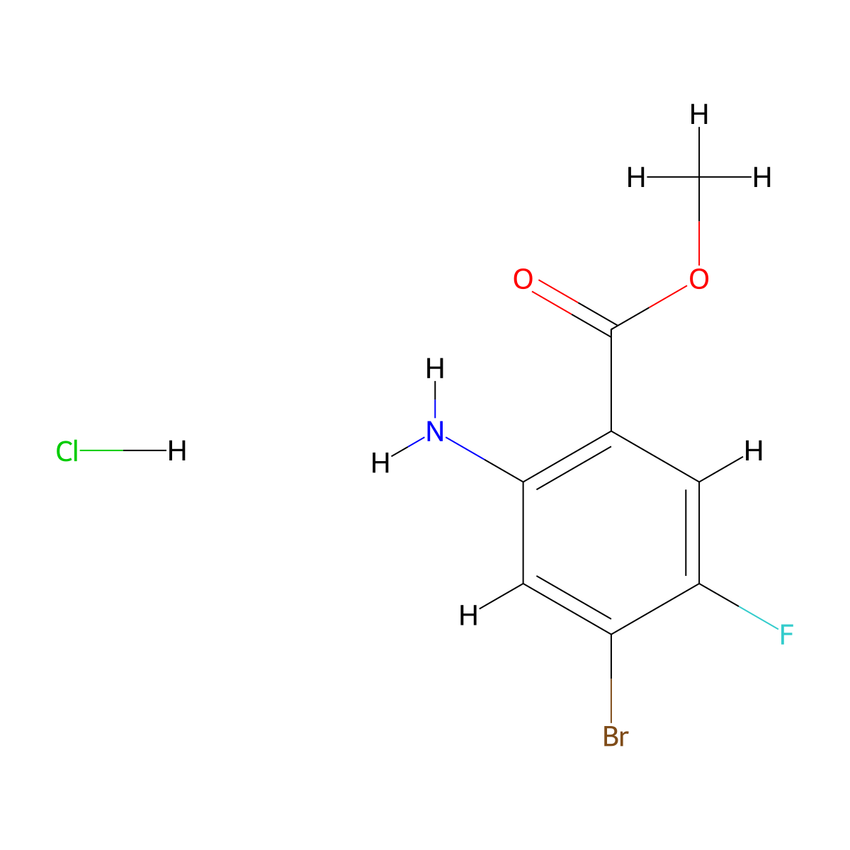 Methyl 2-amino-4-bromo-5-fluorobenzoate hydrochloride molecular structure, CAS 1803567-02-3