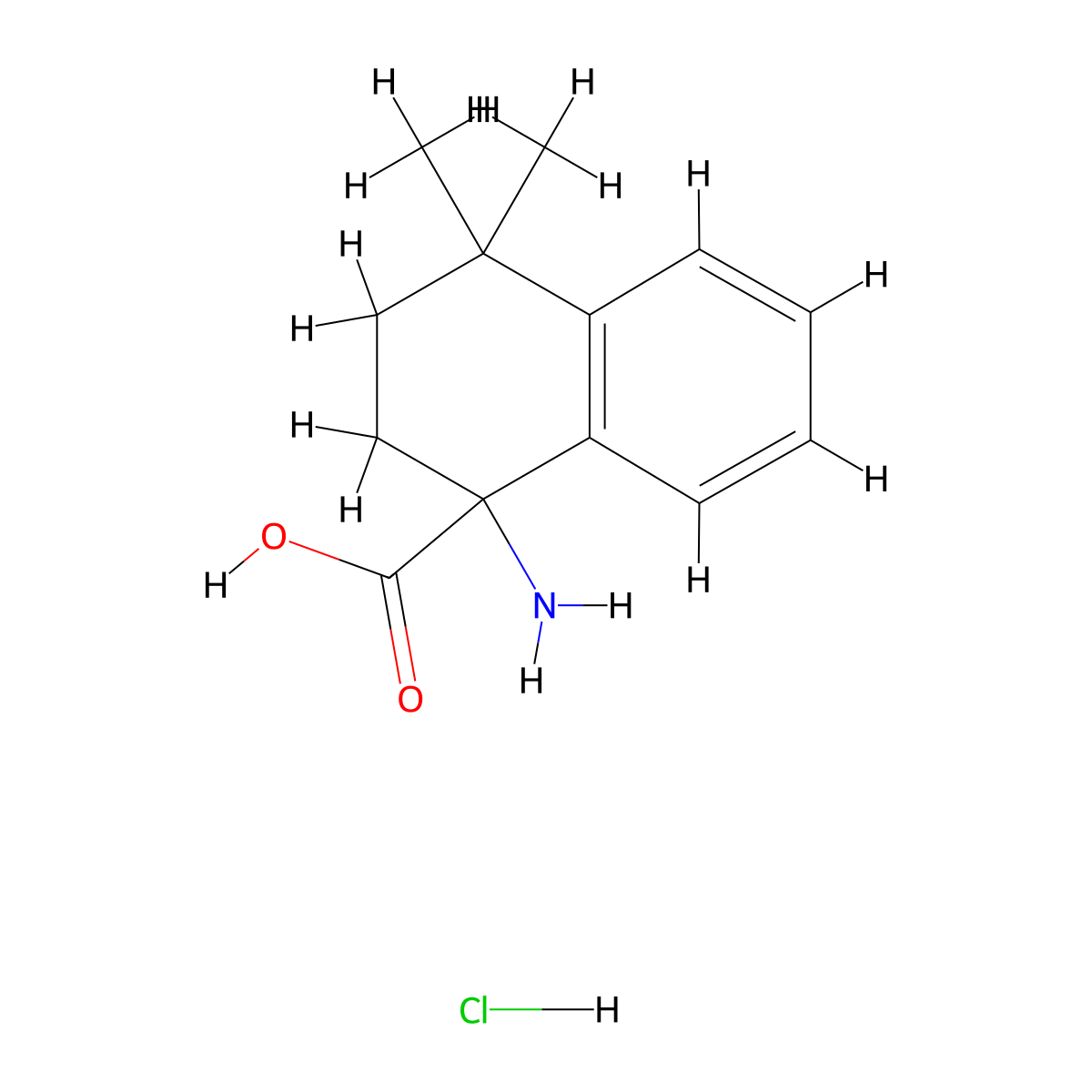 1-Amino-4,4-dimethyl-1,2,3,4-tetrahydronaphthalene-1-carboxylic acid hydrochloride molecular structure, CAS 1803567-18-1
