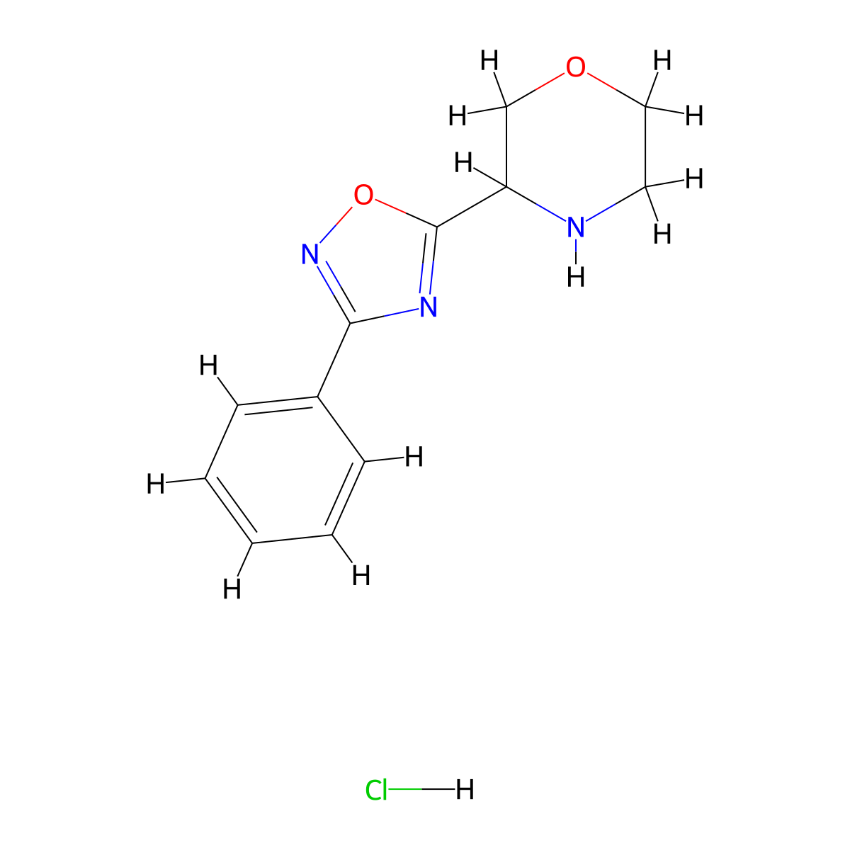 3-(3-Phenyl-1,2,4-oxadiazol-5-yl)morpholine hydrochloride molecular structure, CAS 1803567-22-7