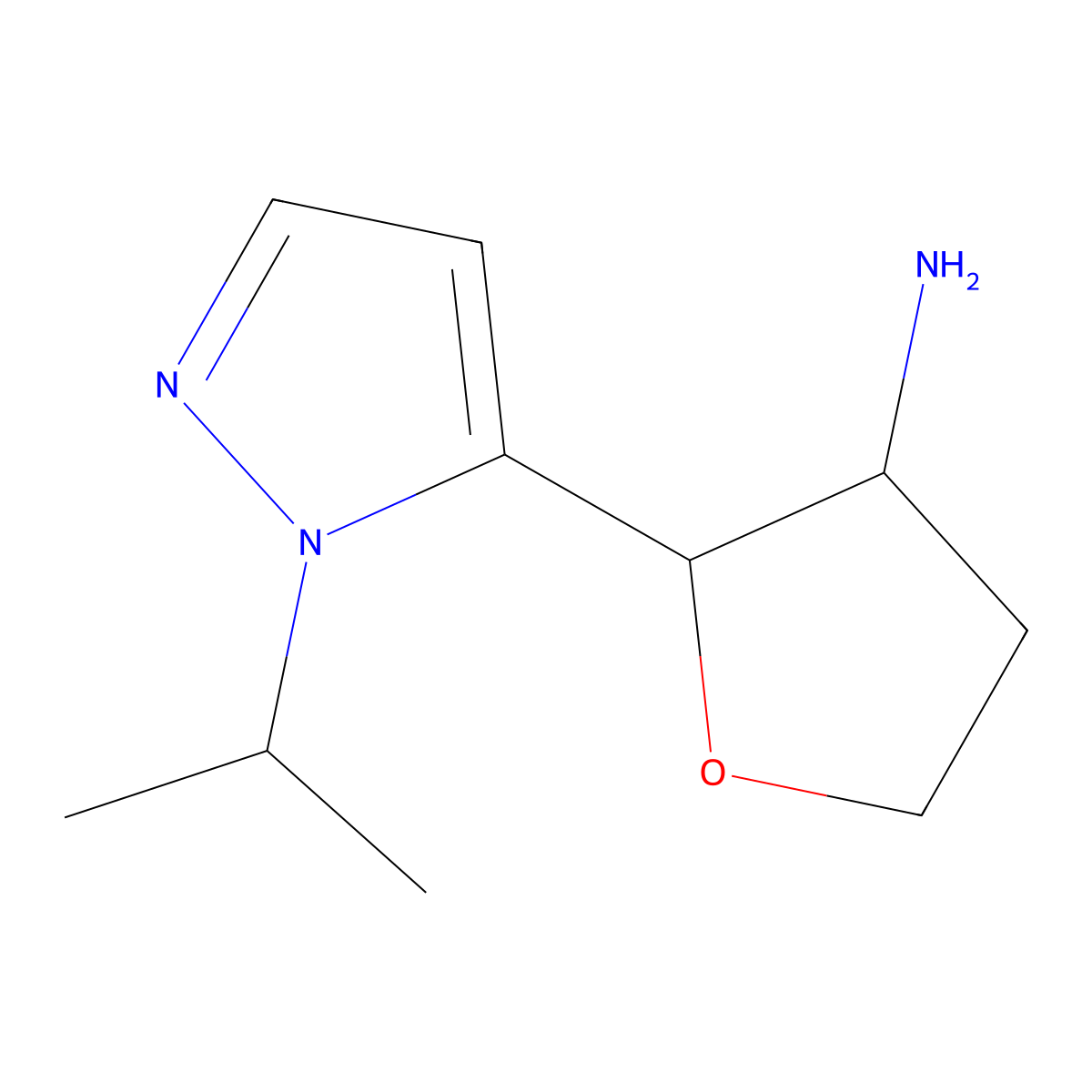 2-[1-(Propan-2-yl)-1H-pyrazol-5-yl]oxolan-3-amine molecular structure, CAS 1803567-25-0