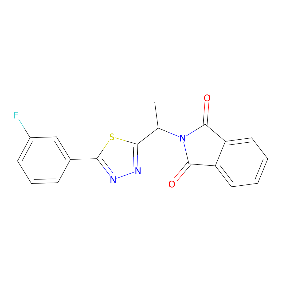 2-{1-[5-(3-fluorophenyl)-1,3,4-thiadiazol-2-yl]ethyl}-2,3-dihydro-1H-isoindole-1,3-dione molecular structure, CAS 1803567-27-2