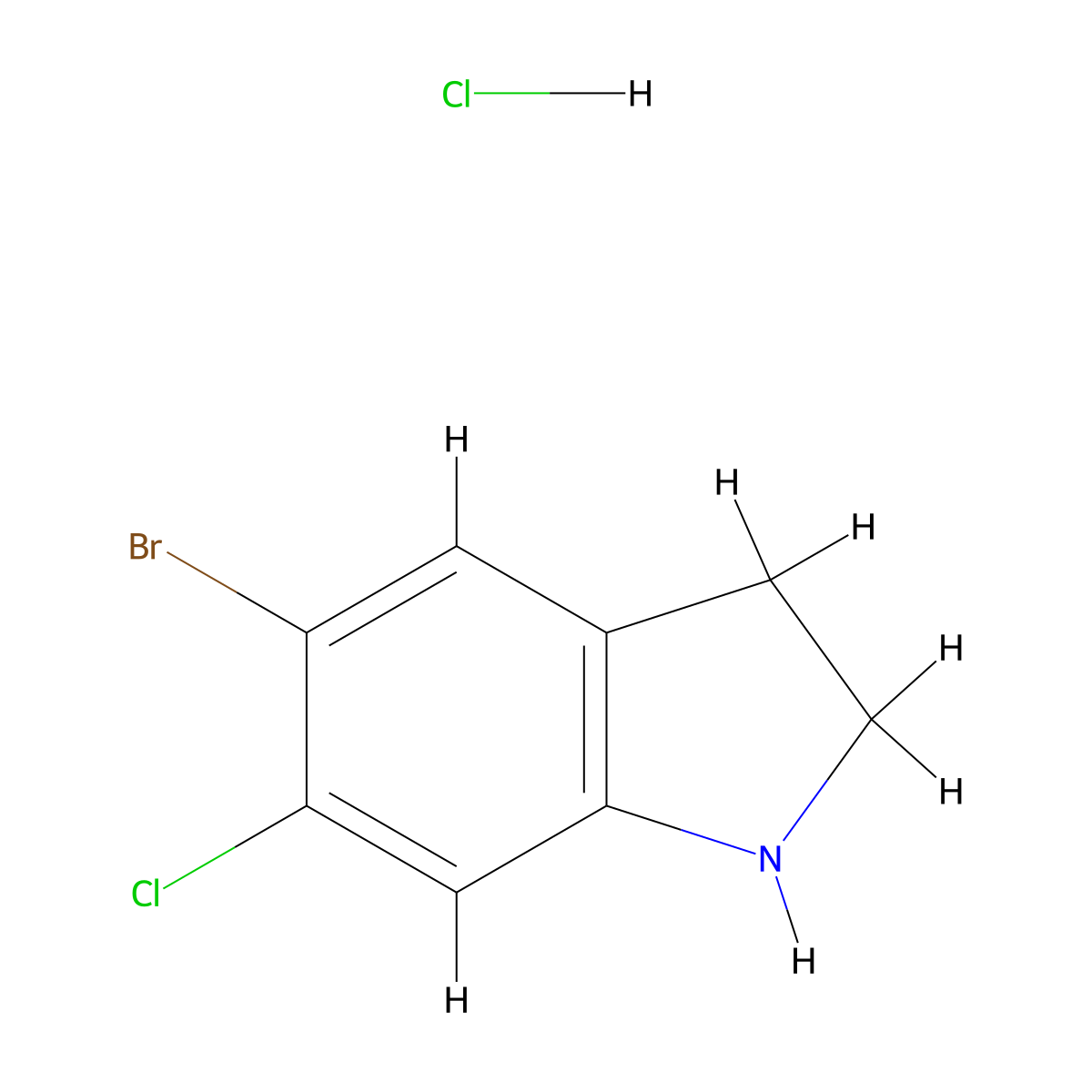 5-Bromo-6-chloroindoline hydrochloride molecular structure, CAS 1803567-30-7