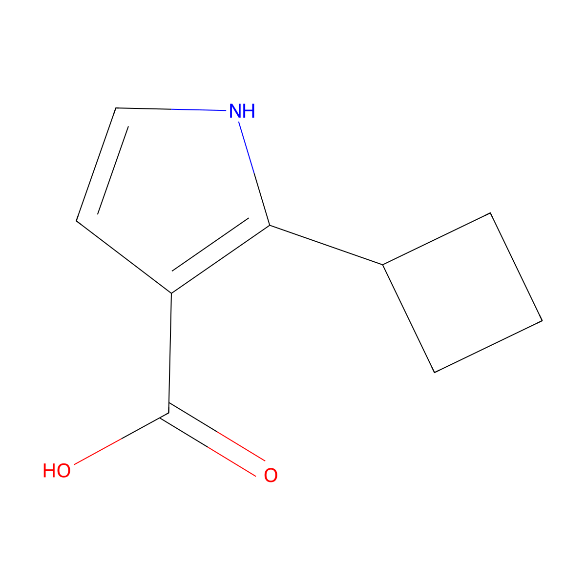 2-cyclobutyl-1H-pyrrole-3-carboxylic acid molecular structure, CAS 1803567-32-9