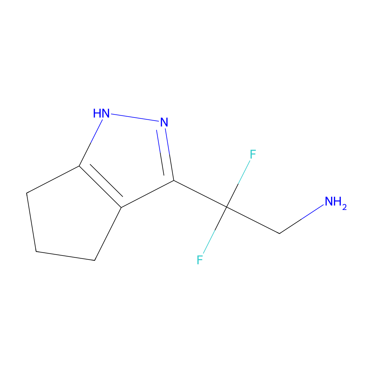 2-{1H,4H,5H,6H-cyclopenta[c]pyrazol-3-yl}-2,2-difluoroethan-1-amine molecular structure, CAS 1803567-33-0