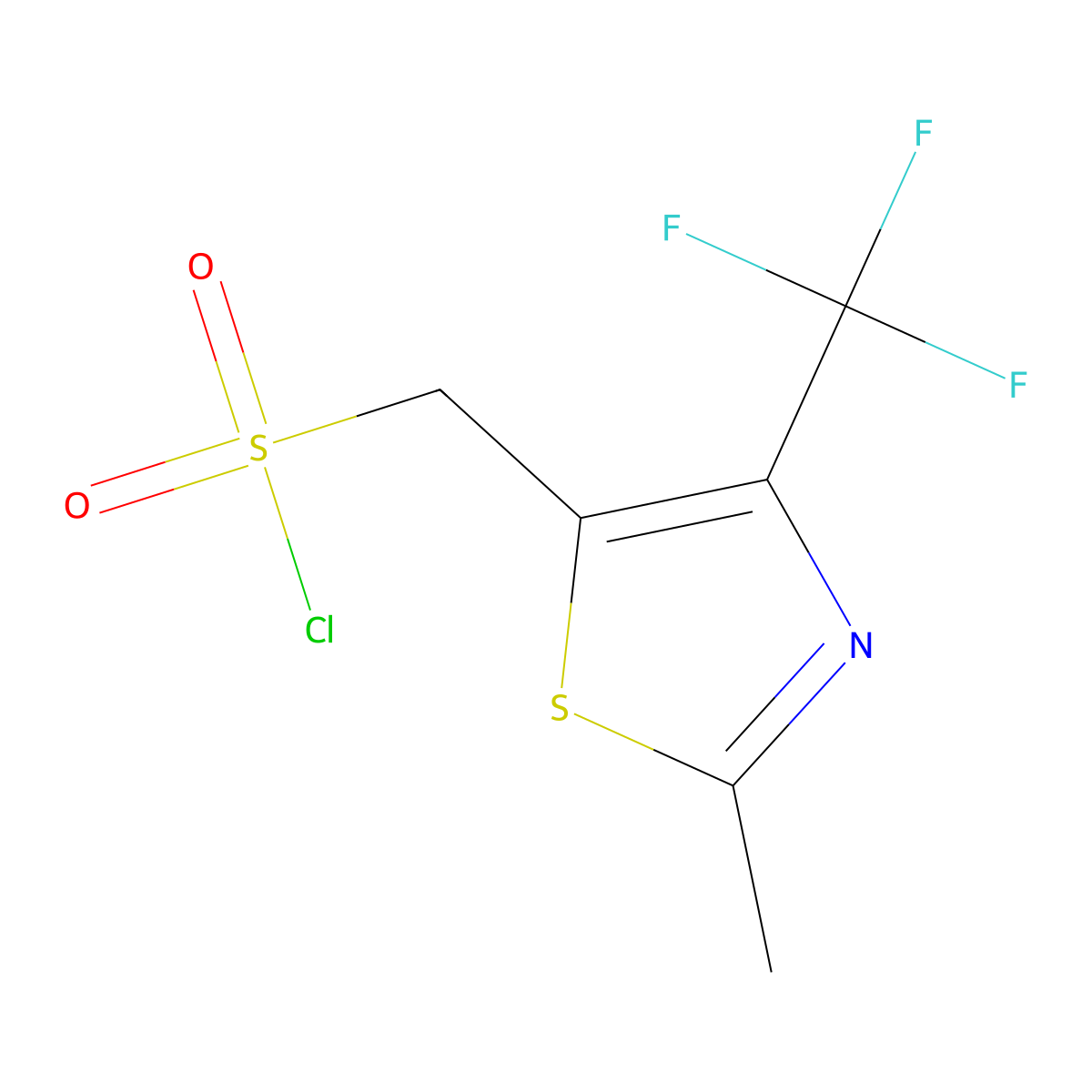 [2-Methyl-4-(trifluoromethyl)-1,3-thiazol-5-yl]methanesulfonyl chloride molecular structure, CAS 1803567-40-9