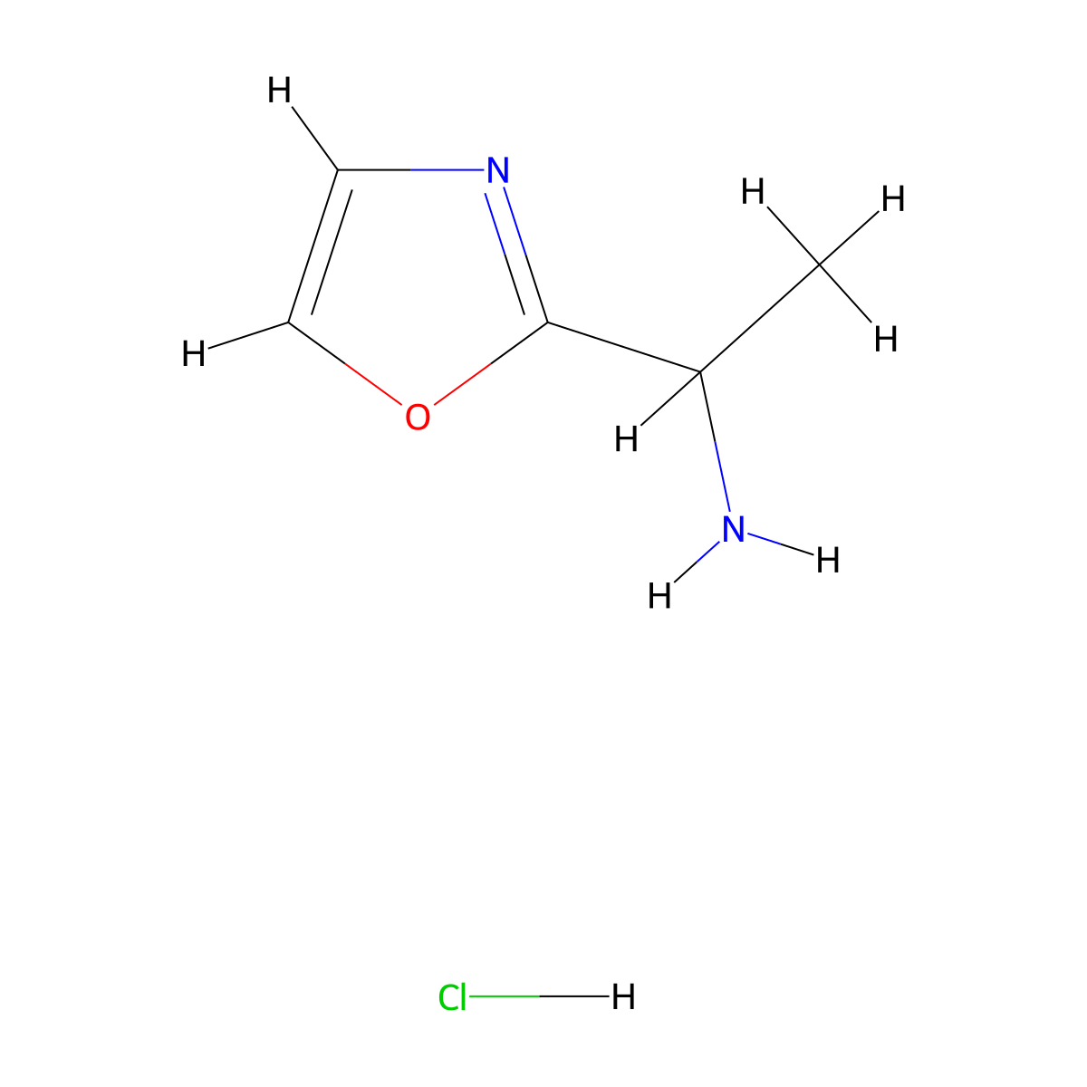 1-(1,3-Oxazol-2-yl)ethan-1-amine hydrochloride molecular structure, CAS 1803567-50-1