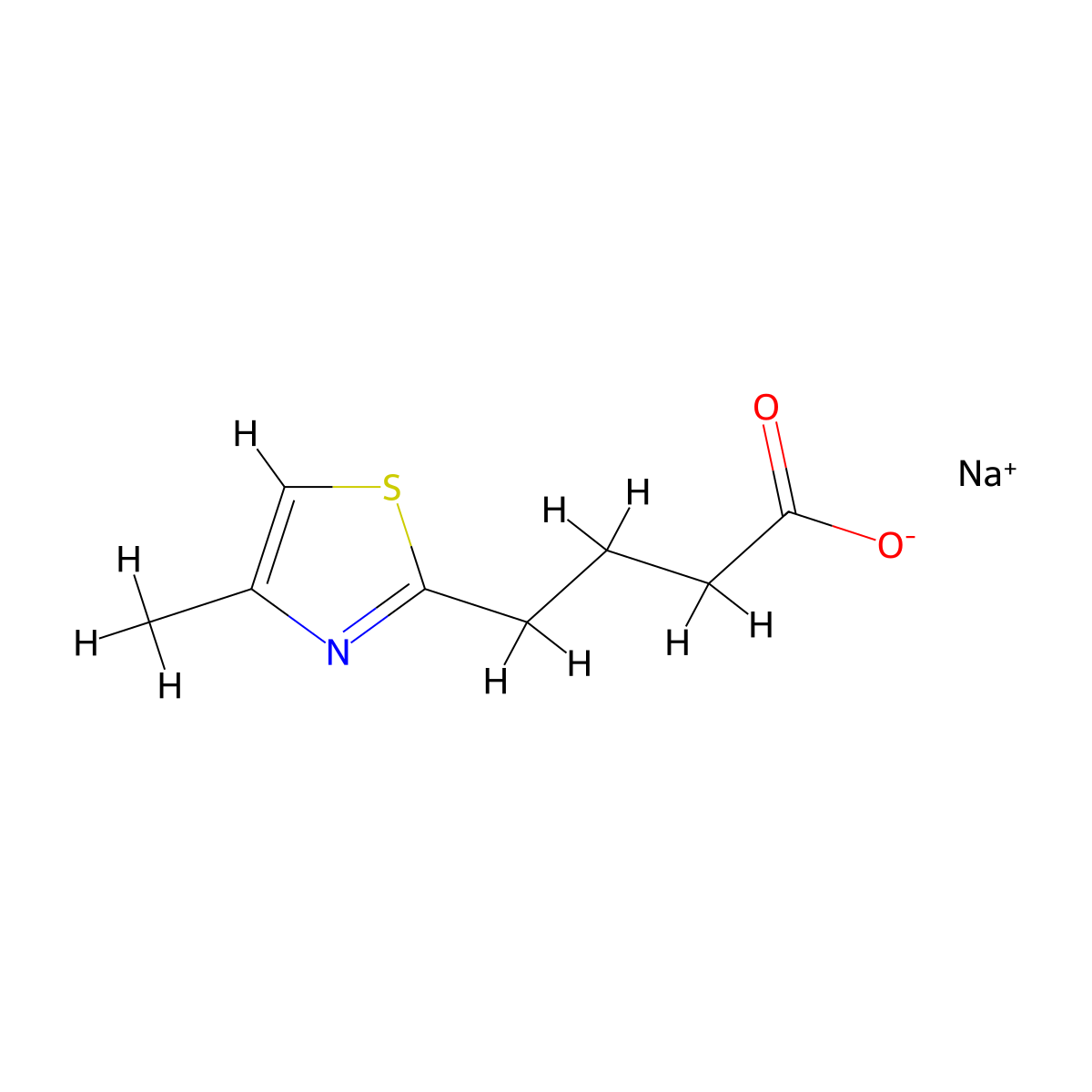 Sodium 4-(4-methyl-1,3-thiazol-2-yl)butanoate molecular structure, CAS 1803567-52-3