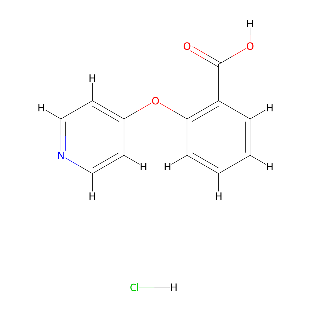 2-(Pyridin-4-yloxy)benzoic acid hydrochloride molecular structure, CAS 1803567-54-5