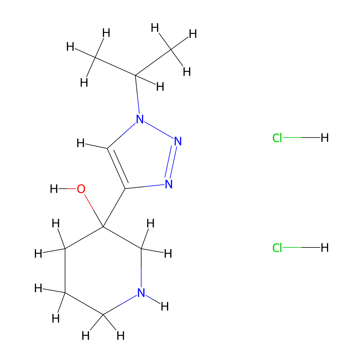 3-[1-(propan-2-yl)-1H-1,2,3-triazol-4-yl]piperidin-3-ol dihydrochloride molecular structure, CAS 1803567-56-7