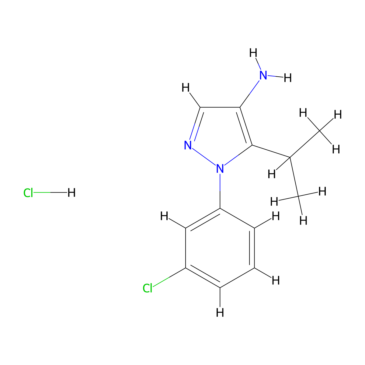 1-(3-chlorophenyl)-5-(propan-2-yl)-1H-pyrazol-4-amine hydrochloride molecular structure, CAS 1803567-57-8