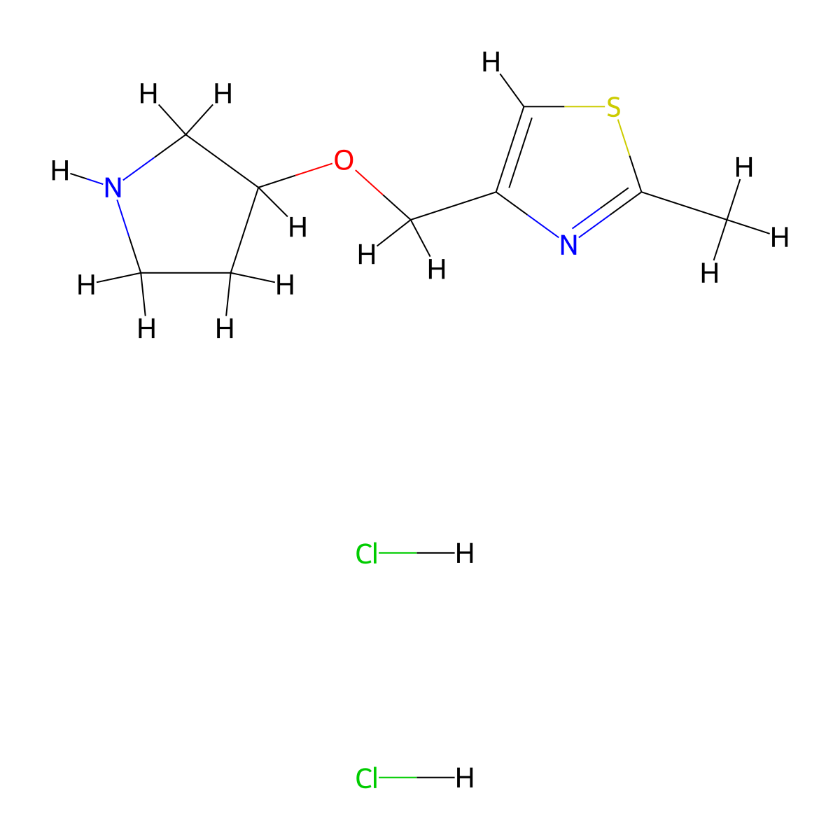 2-Methyl-4-[(pyrrolidin-3-yloxy)methyl]-1,3-thiazole dihydrochloride molecular structure, CAS 1803567-58-9