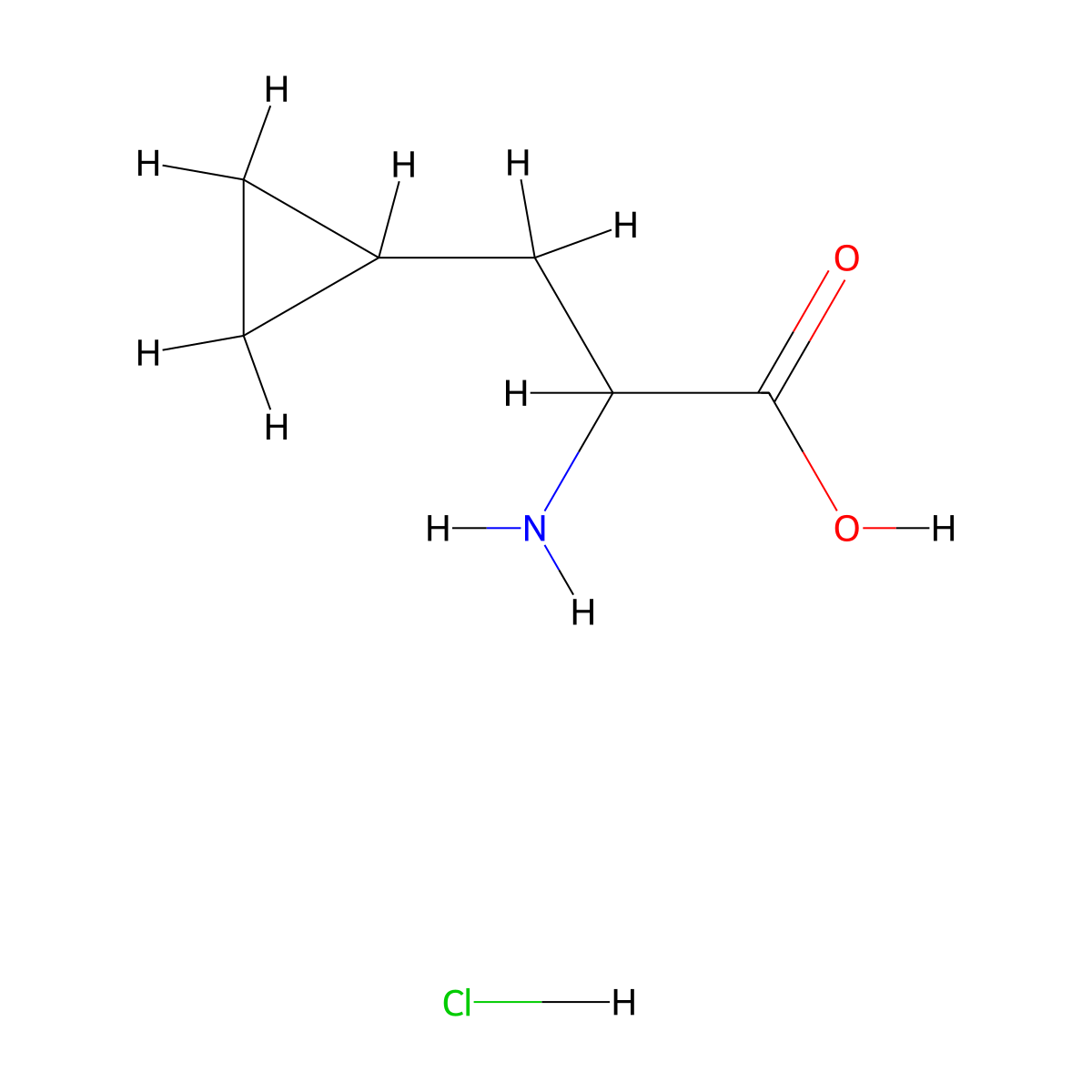 2-Amino-3-cyclopropylpropanoic acid hydrochloride molecular structure, CAS 1803567-60-3