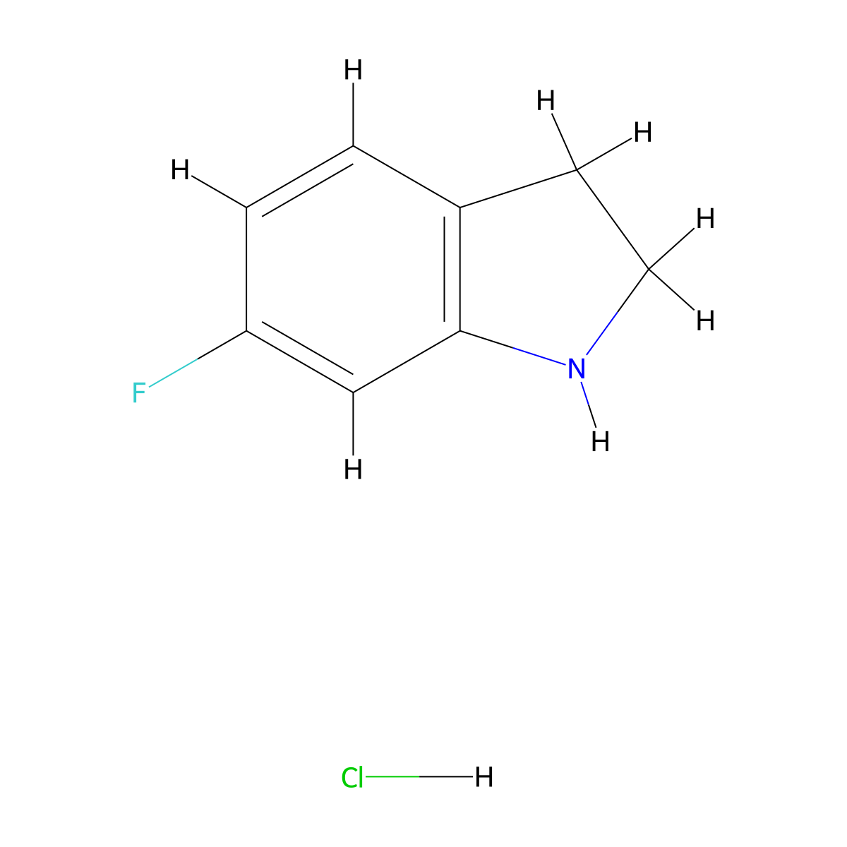 6-fluoro-2,3-dihydro-1H-indole hydrochloride molecular structure, CAS 1803567-63-6