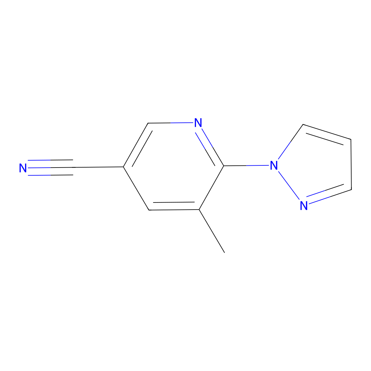 5-methyl-6-(1H-pyrazol-1-yl)pyridine-3-carbonitrile molecular structure, CAS 1803570-06-0