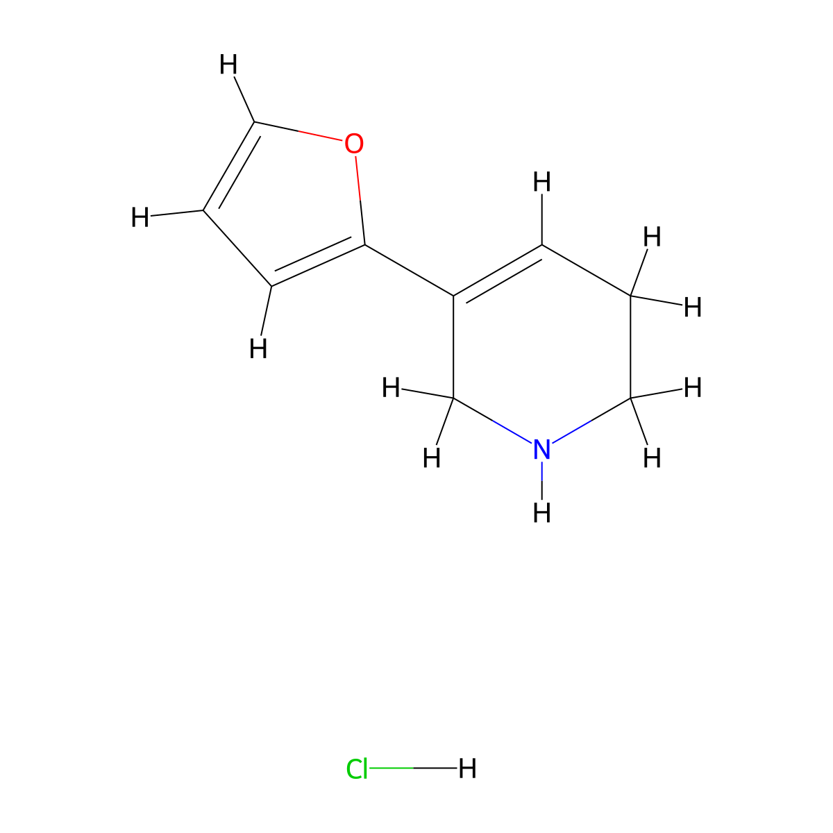 5-(Furan-2-yl)-1,2,3,6-tetrahydropyridine hydrochloride molecular structure, CAS 1803570-18-4