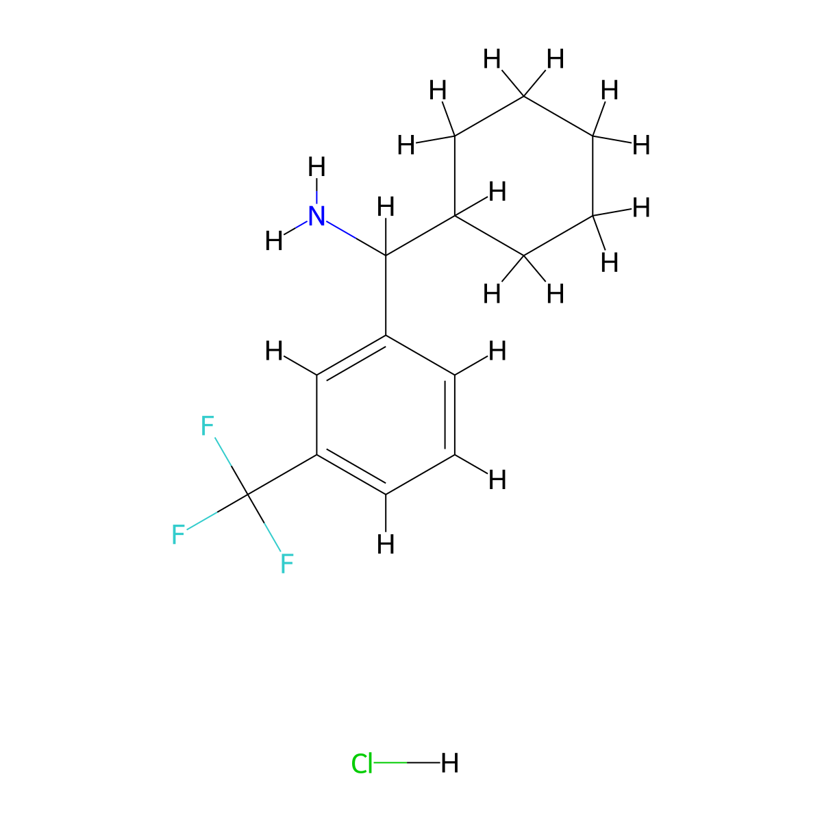 Cyclohexyl[3-(trifluoromethyl)phenyl]methanamine hydrochloride molecular structure, CAS 1803570-20-8