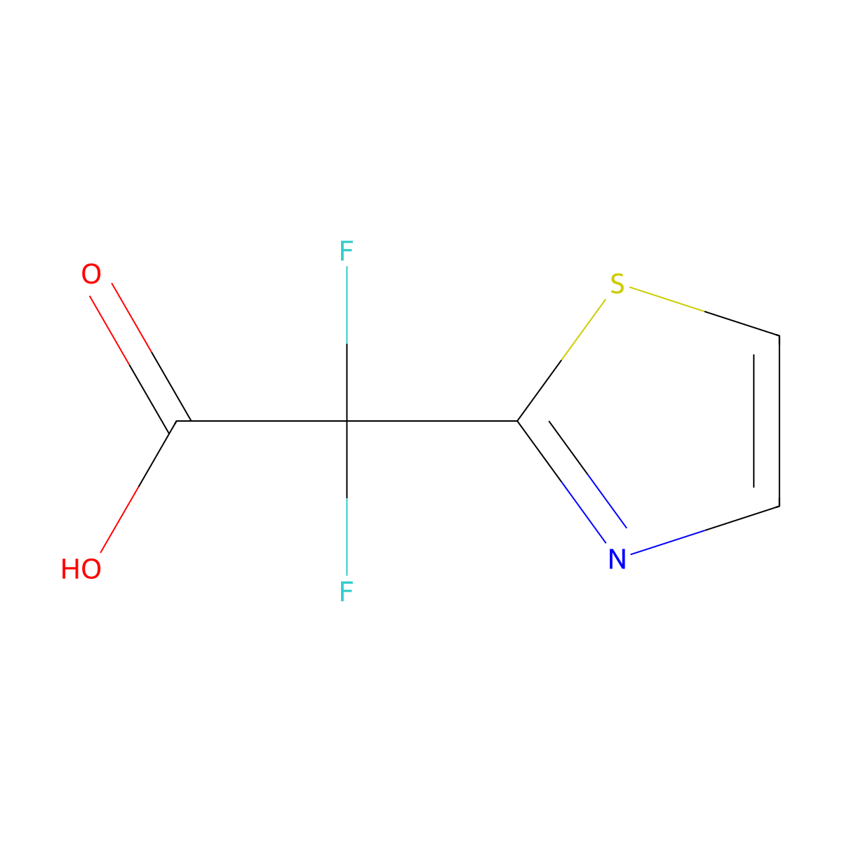 2,2-Difluoro-2-(1,3-thiazol-2-yl)acetic acid molecular structure, CAS 1803570-24-2