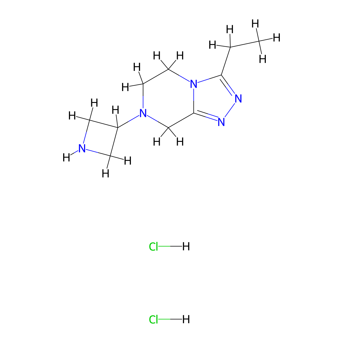 3-{3-ethyl-5H,6H,7H,8H-[1,2,4]triazolo[4,3-a]pyrazin-7-yl}azetidine dihydrochloride molecular structure, CAS 1803570-25-3