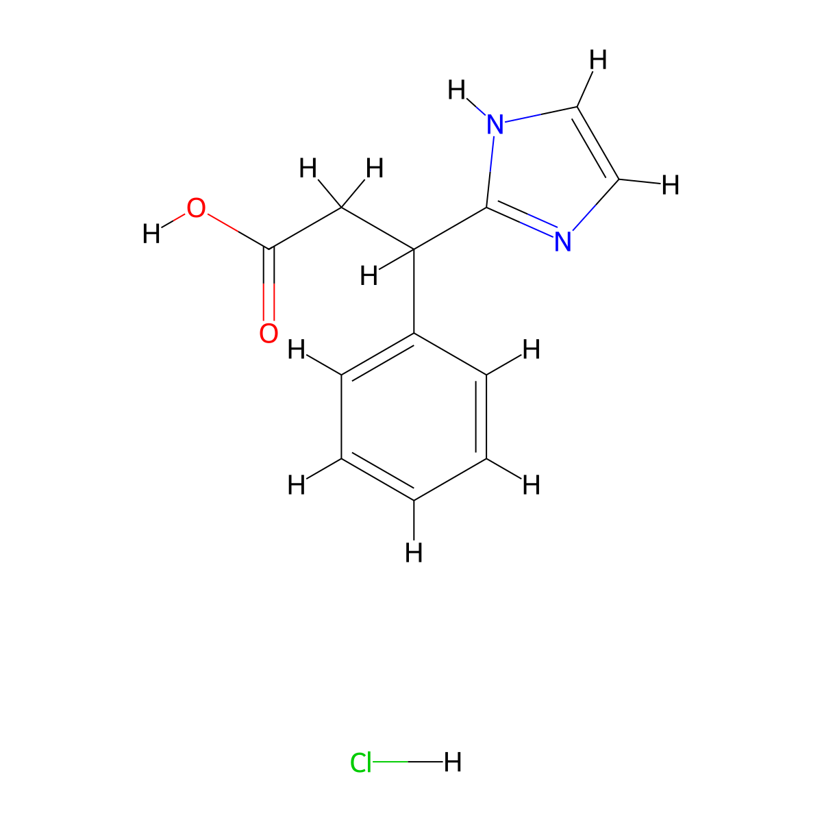 3-(1H-imidazol-2-yl)-3-phenylpropanoic acid hydrochloride molecular structure, CAS 1803570-27-5