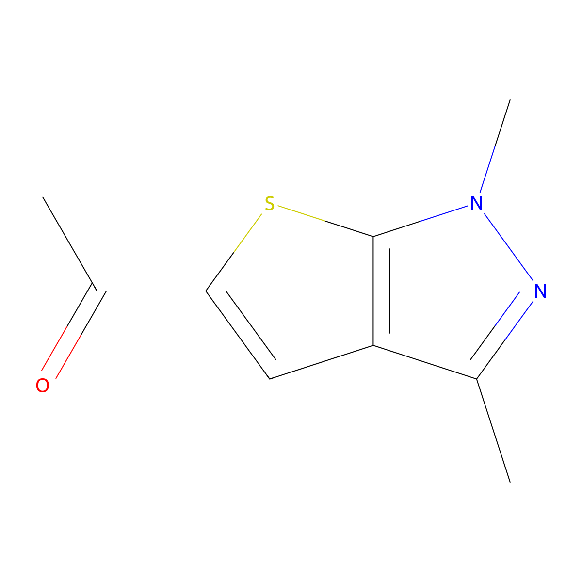 1-(1,3-dimethyl-1H-thieno(2,3-c)pyrazol-5-yl)ethan-1-one molecular structure, CAS 1803570-28-6