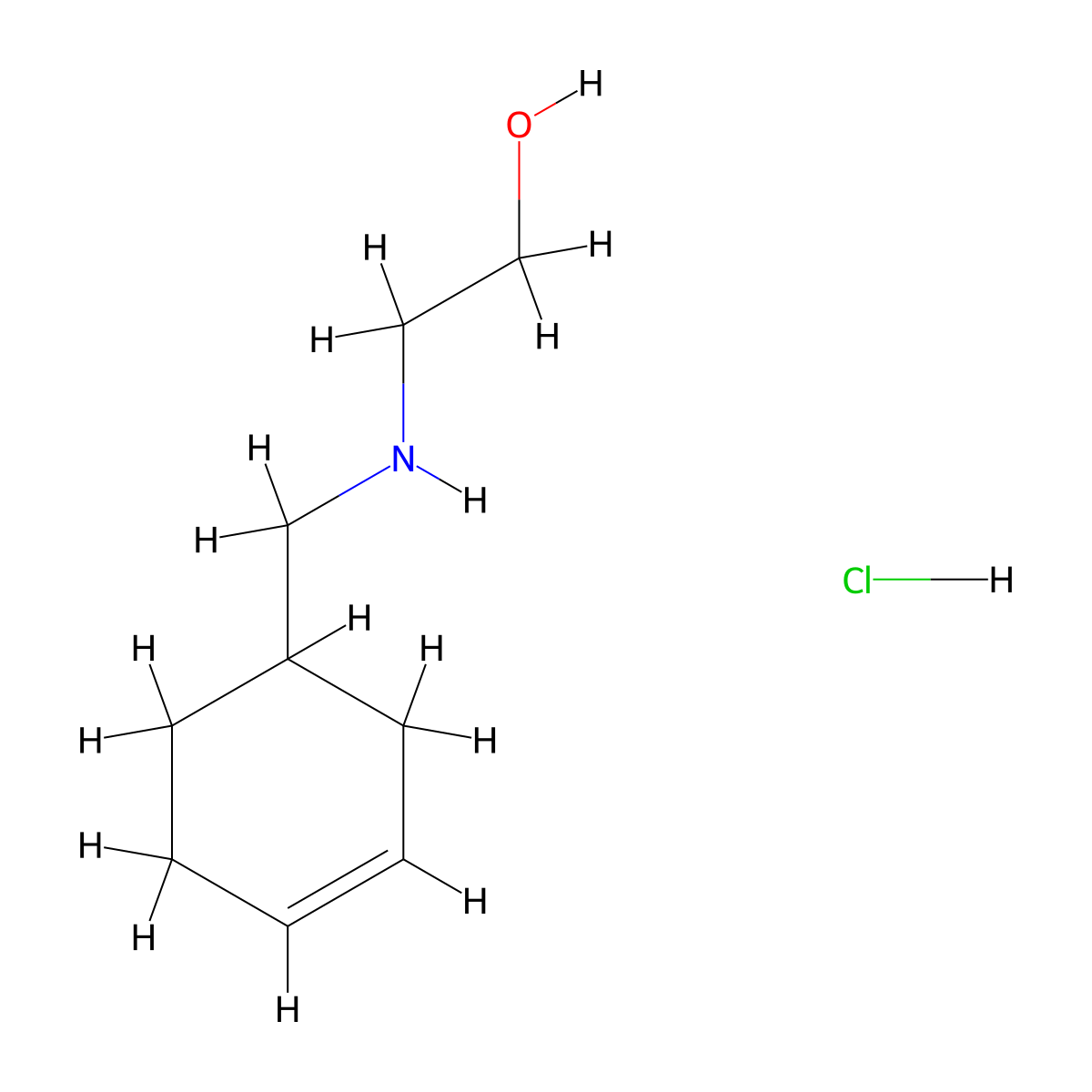 2-[(Cyclohex-3-en-1-ylmethyl)amino]ethan-1-ol hydrochloride molecular structure, CAS 1803570-44-6