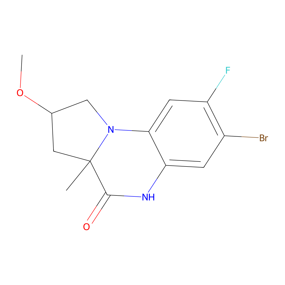 7-bromo-8-fluoro-2-methoxy-3a-methyl-1H,2H,3H,3aH,4H,5H-pyrrolo(1,2-a)quinoxalin-4-one molecular structure, CAS 1803570-46-8