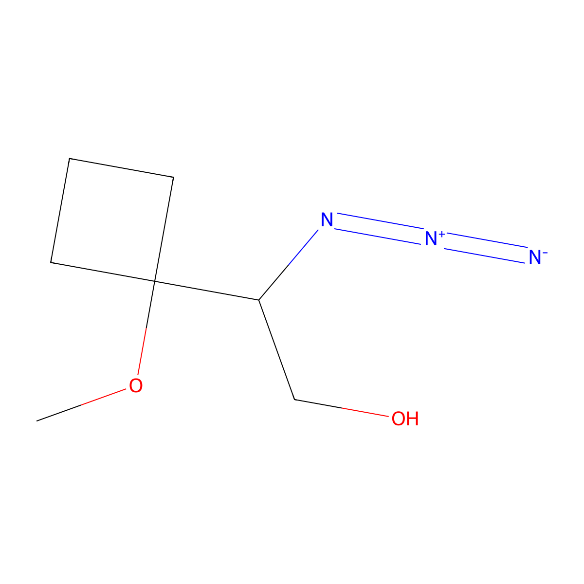 2-Azido-2-(1-methoxycyclobutyl)ethan-1-ol molecular structure, CAS 1803570-54-8