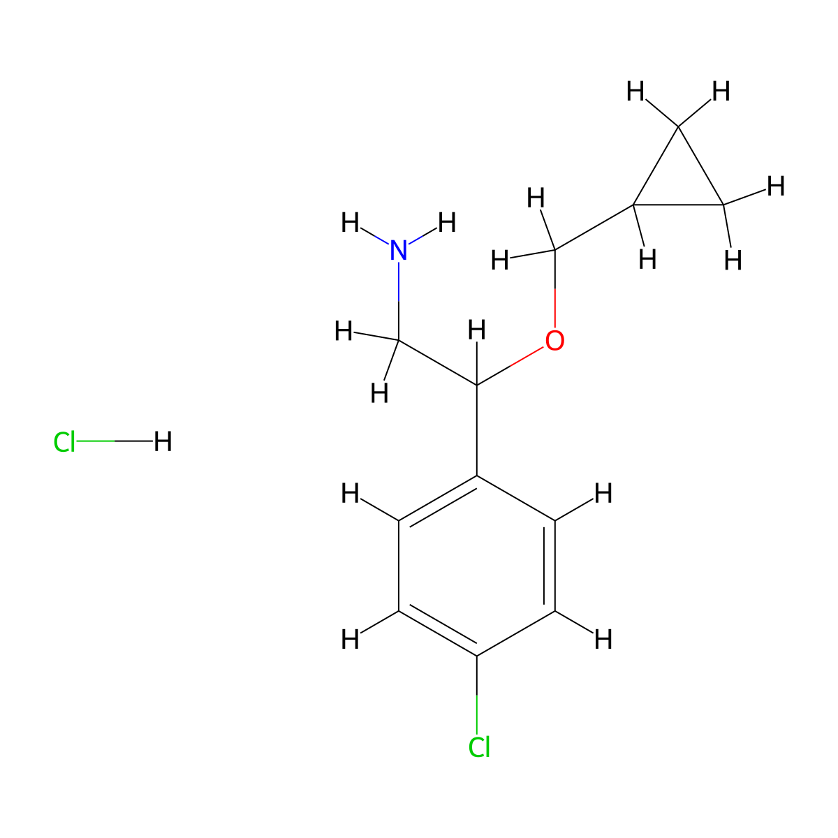 2-(4-Chlorophenyl)-2-(cyclopropylmethoxy)ethan-1-amine hydrochloride molecular structure, CAS 1803570-57-1