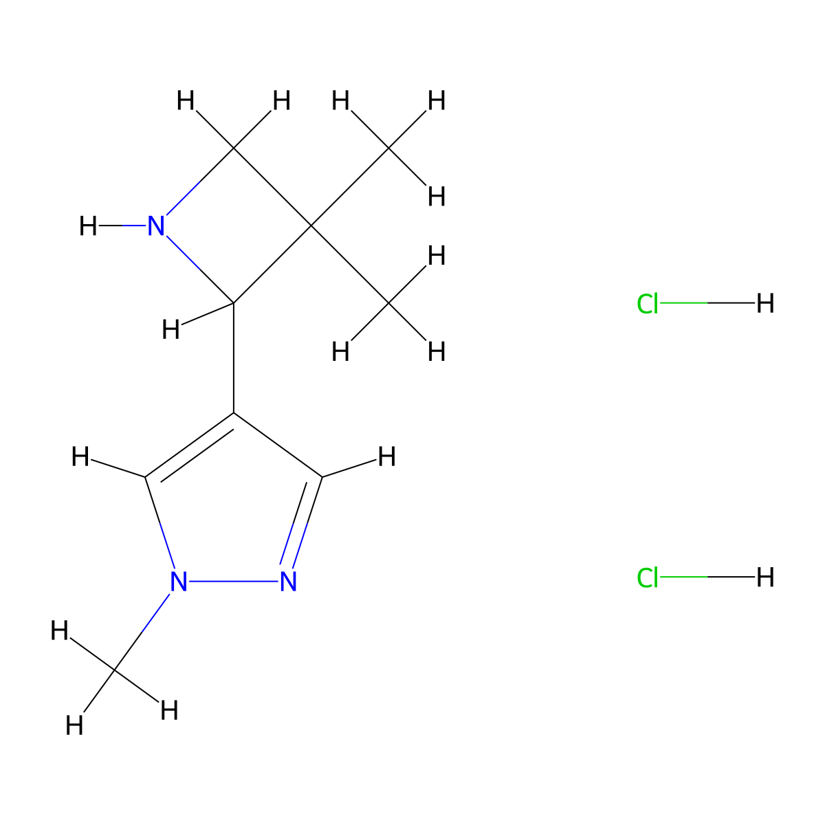 4-(3,3-dimethylazetidin-2-yl)-1-methyl-1H-pyrazole dihydrochloride molecular structure, CAS 1803570-63-9