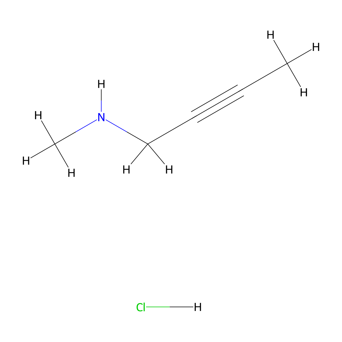 (But-2-yn-1-yl)(methyl)amine hydrochloride molecular structure, CAS 1803570-64-0