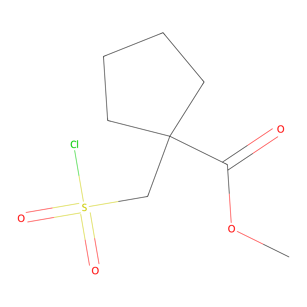 Methyl 1-[(chlorosulfonyl)methyl]cyclopentane-1-carboxylate molecular structure, CAS 1803570-67-3