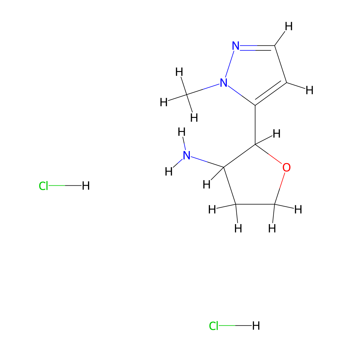 2-(1-Methyl-1H-pyrazol-5-yl)oxolan-3-amine dihydrochloride molecular structure, CAS 1803570-70-8