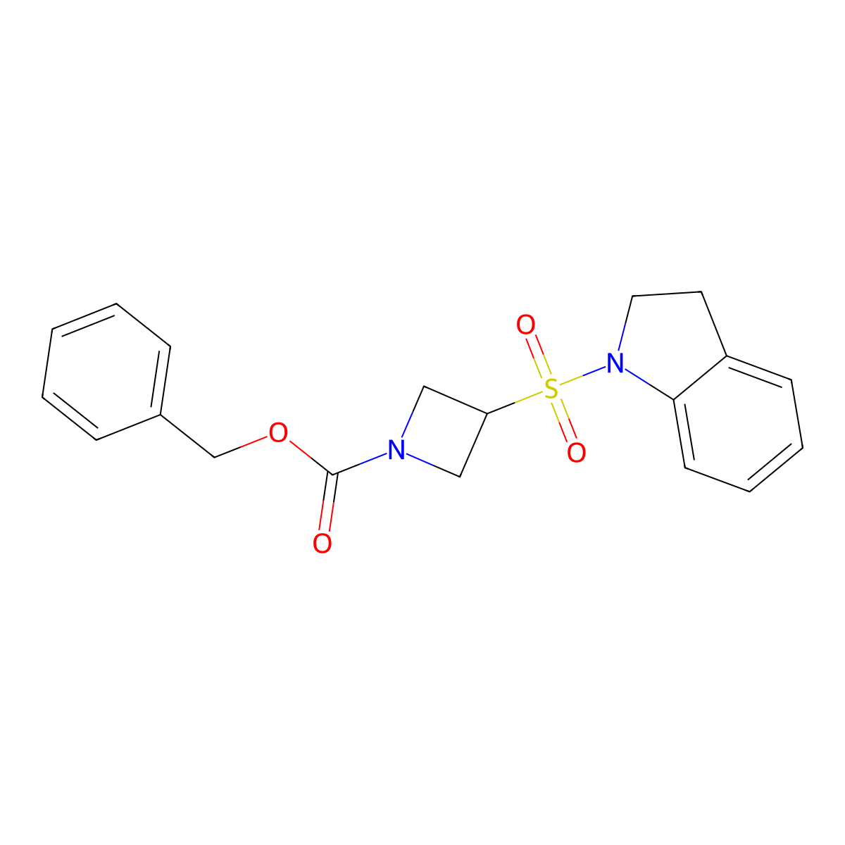 benzyl 3-(2,3-dihydro-1H-indole-1-sulfonyl)azetidine-1-carboxylate molecular structure, CAS 1803570-77-5