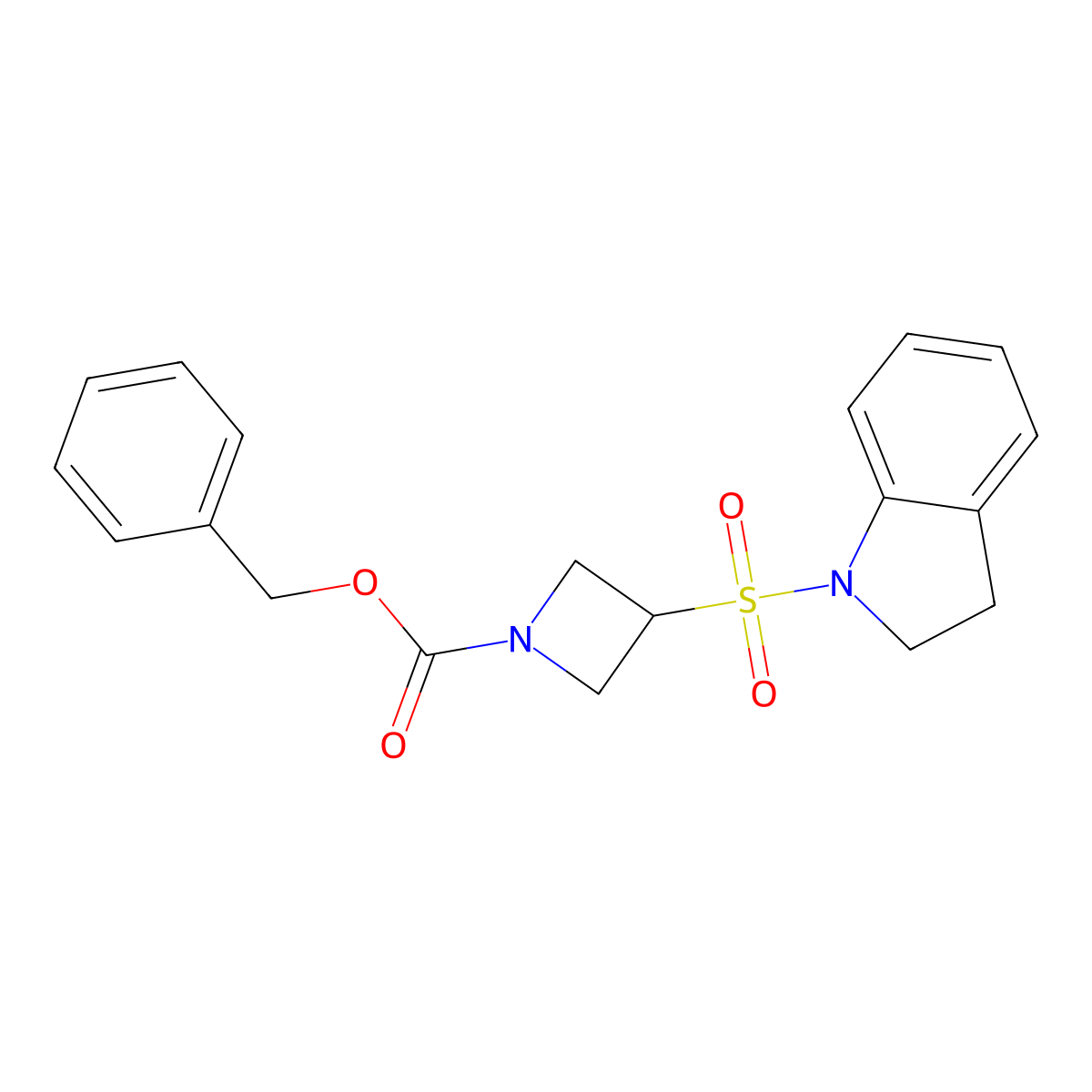 benzyl 3-(2,3-dihydro-1H-indole-1-sulfonyl)azetidine-1-carboxylate molecular structure, CAS 1803570-77-5