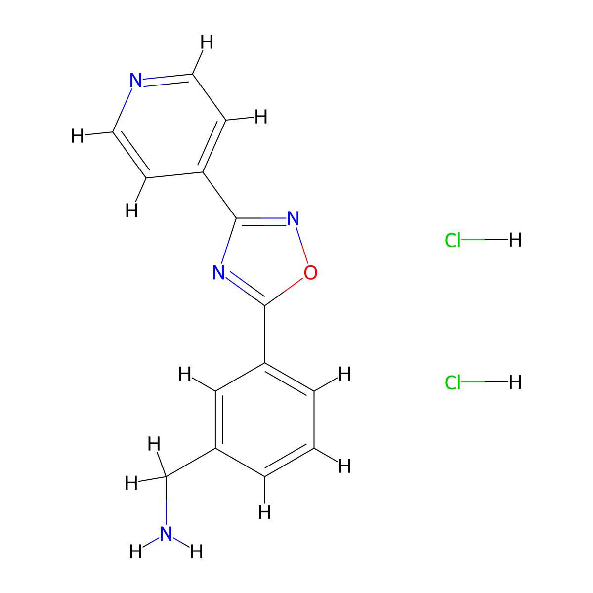 {3-[3-(Pyridin-4-yl)-1,2,4-oxadiazol-5-yl]phenyl}methanamine dihydrochloride molecular structure, CAS 1803570-79-7