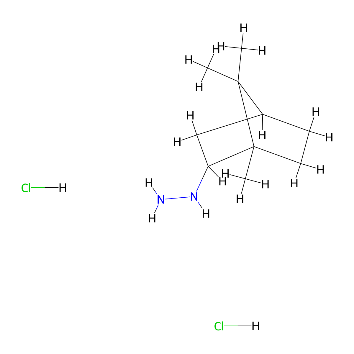 {1,7,7-Trimethylbicyclo[2.2.1]heptan-2-yl}hydrazine dihydrochloride molecular structure, CAS 1803570-86-6