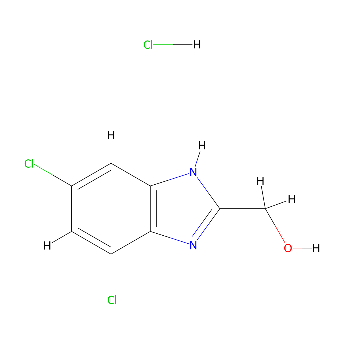 (4,6-dichloro-1H-1,3-benzodiazol-2-yl)methanol hydrochloride molecular structure, CAS 1803570-88-8