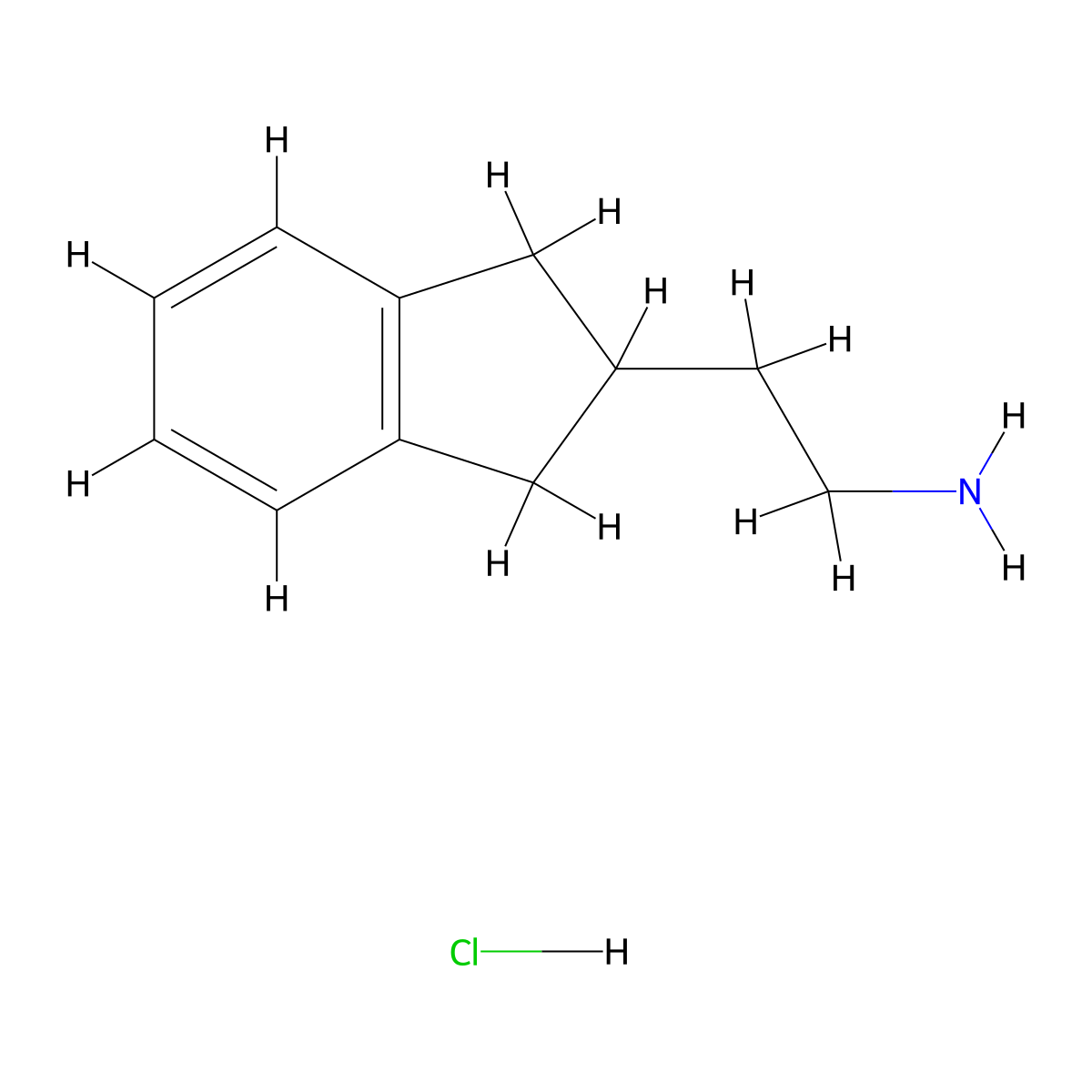 2-(2,3-dihydro-1H-inden-2-yl)ethan-1-amine hydrochloride molecular structure, CAS 1803570-92-4